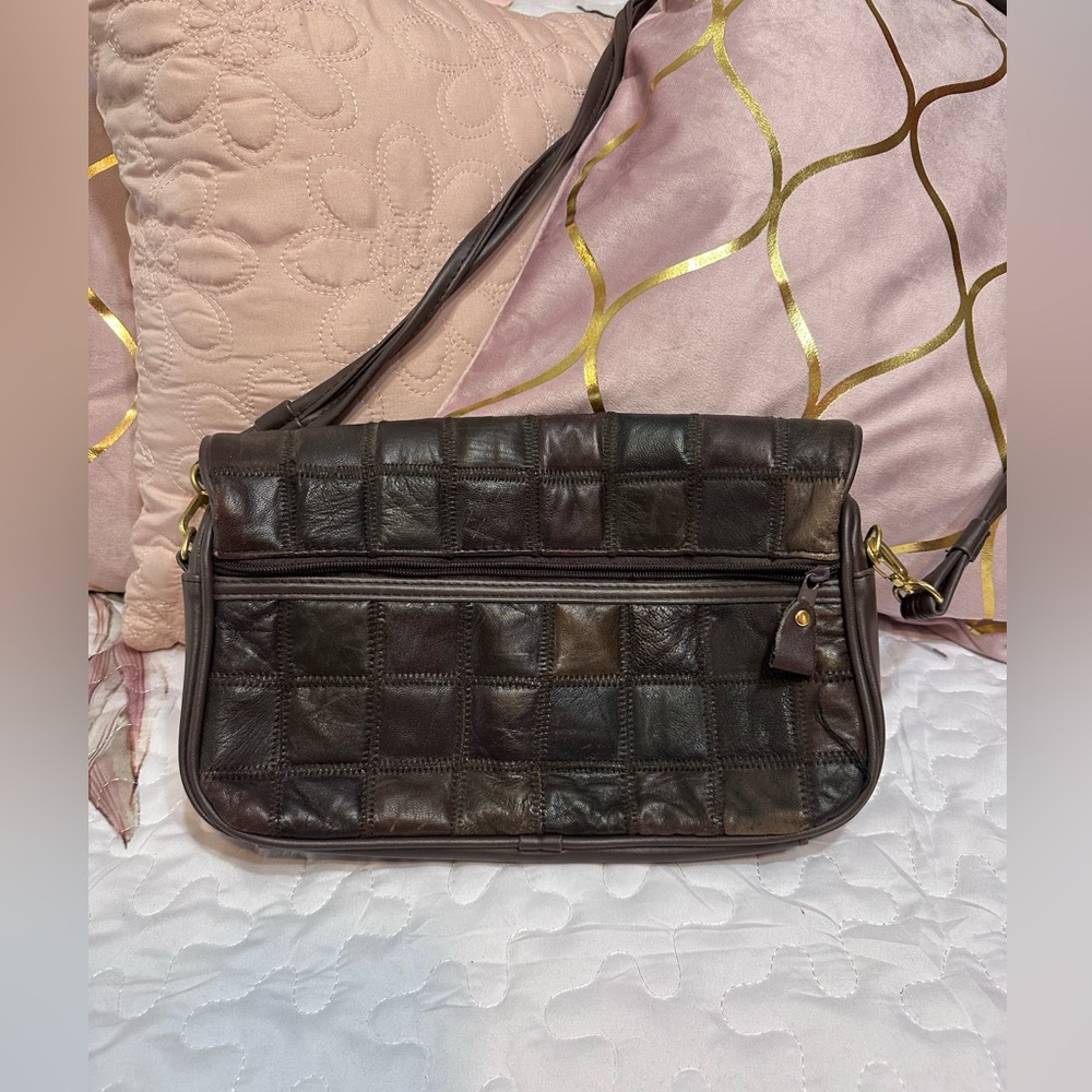 Elegant Brown Patchwork Shoulder Bag - image 2